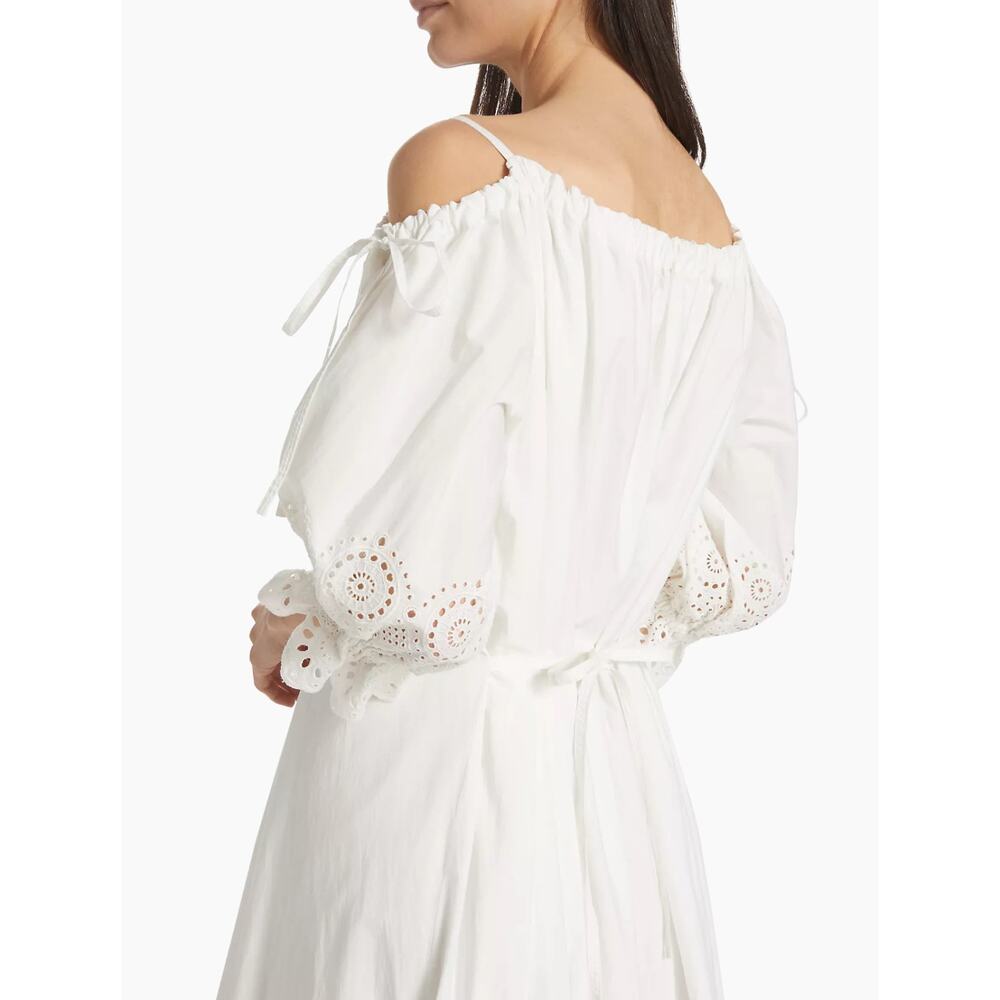 Ulla Johnson Narcisa White Eyelet Off Shoulder Puff Sleeve Maxi Dress 0 - Picture 6 of 14